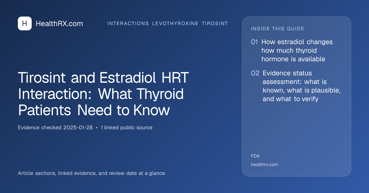 Evidence overview for interactions levothyroxine tirosint: Tirosint and Estradiol HRT Interaction: What Thyroid Patients Need to Know