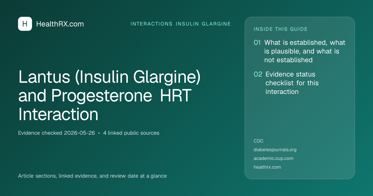 Evidence overview for Lantus (Insulin Glargine) and Progesterone HRT Interaction