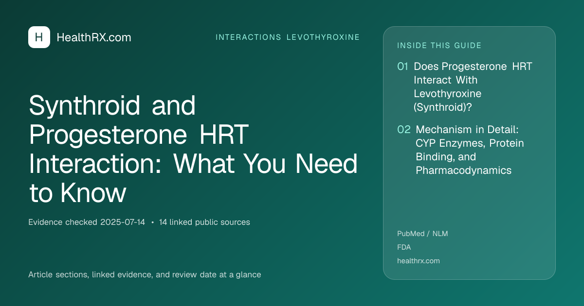 Evidence overview for interactions levothyroxine: Synthroid and Progesterone HRT Interaction: What You Need to Know