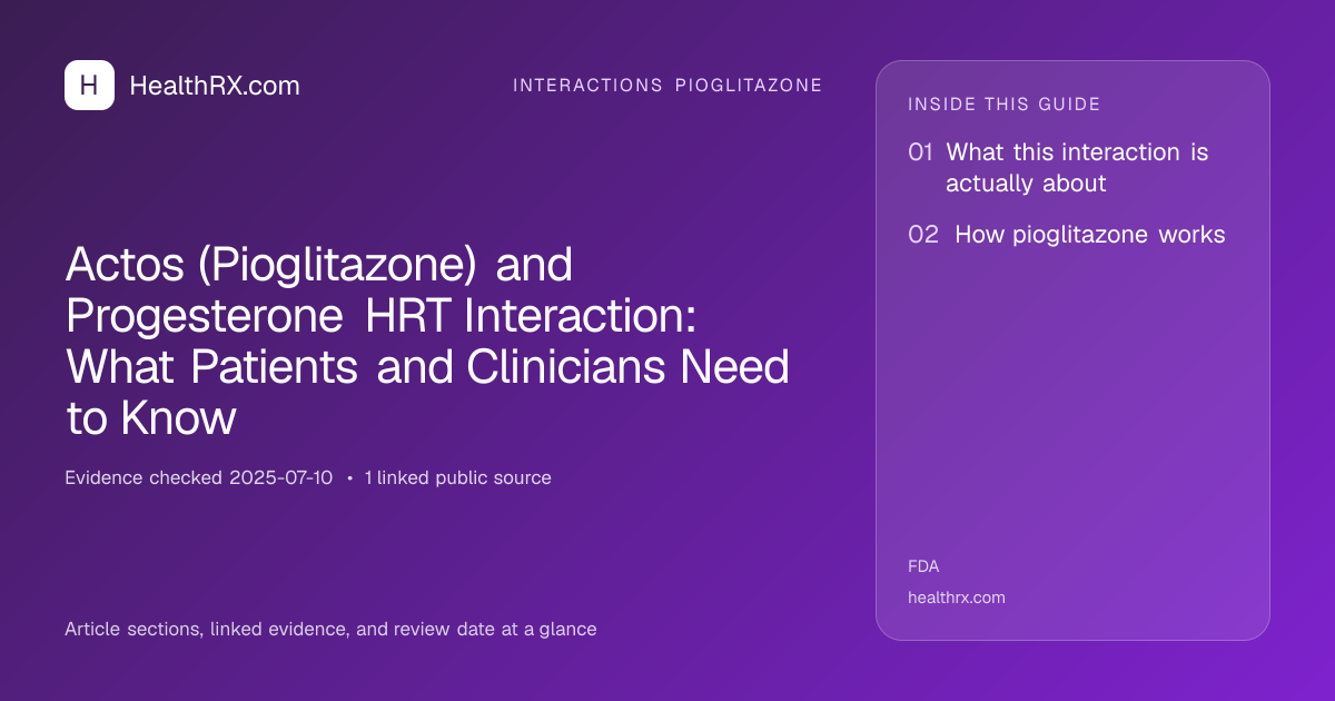 Evidence overview for Actos (Pioglitazone) and Progesterone HRT Interaction: What Patients and Clinicians Need to Know