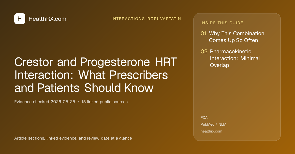 Evidence overview for Crestor and Progesterone HRT Interaction: What Prescribers and Patients Should Know
