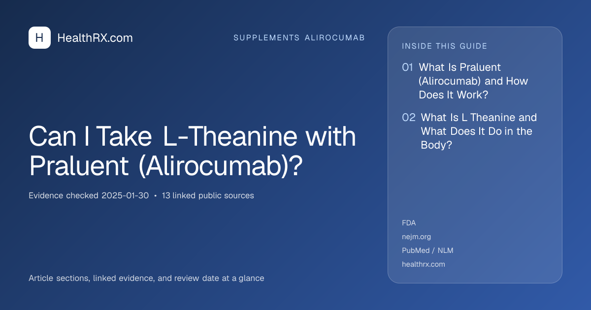 Evidence overview for supplements alirocumab: Can I Take L-Theanine with Praluent (Alirocumab)?