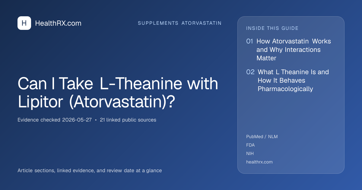 Evidence overview for supplements atorvastatin: Can I Take L-Theanine with Lipitor (Atorvastatin)?
