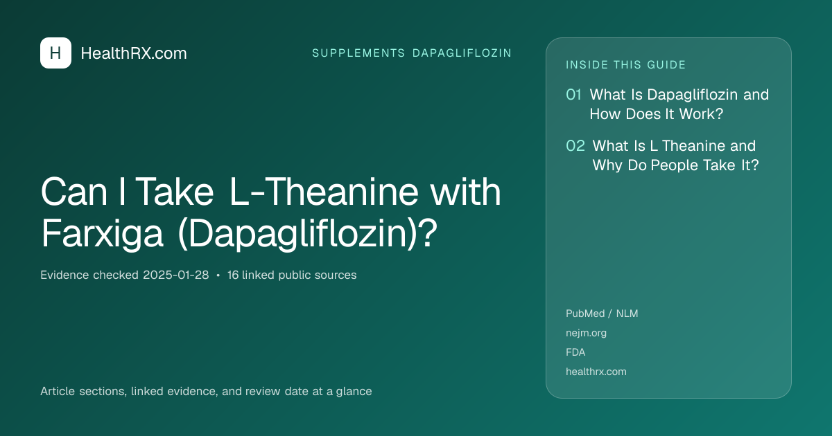 Evidence overview for supplements dapagliflozin: Can I Take L-Theanine with Farxiga (Dapagliflozin)?