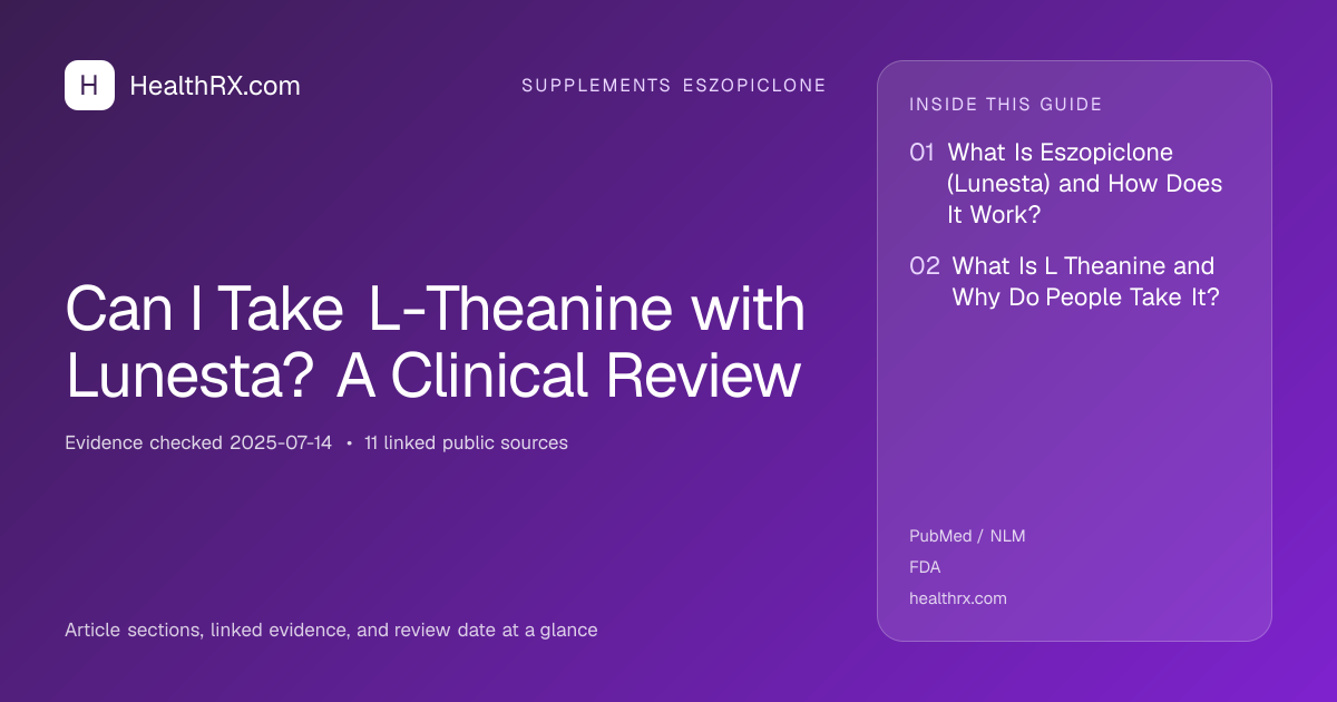 Evidence overview for supplements eszopiclone: Can I Take L-Theanine with Lunesta? A Clinical Review