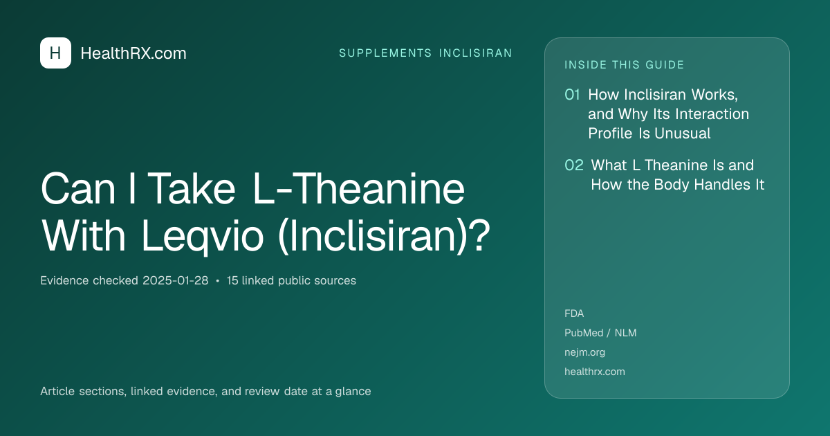 Evidence overview for supplements inclisiran: Can I Take L-Theanine With Leqvio (Inclisiran)?