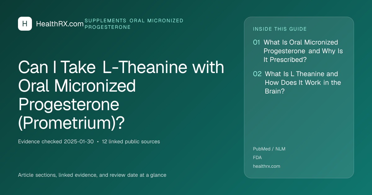 Evidence overview for Can I Take L-Theanine with Oral Micronized Progesterone (Prometrium)?