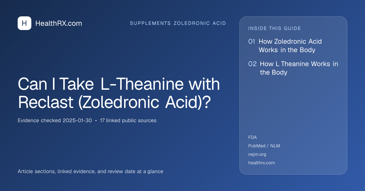 Evidence overview for supplements zoledronic acid: Can I Take L-Theanine with Reclast (Zoledronic Acid)?