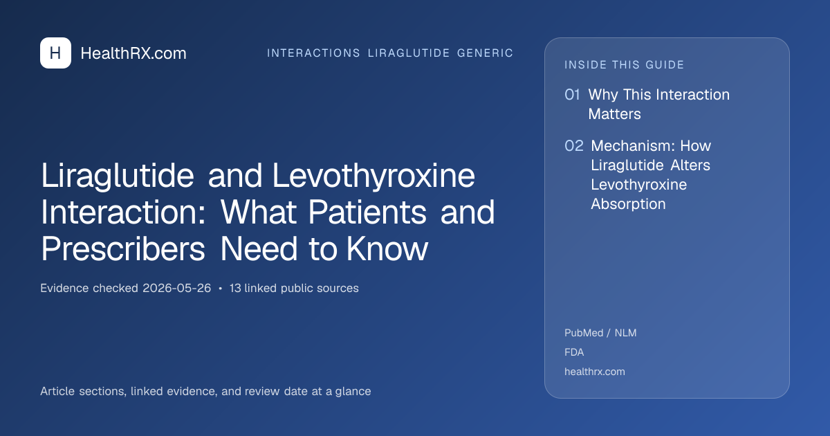 Evidence overview for interactions liraglutide generic: Liraglutide and Levothyroxine Interaction: What Patients and Prescribers Need to Know