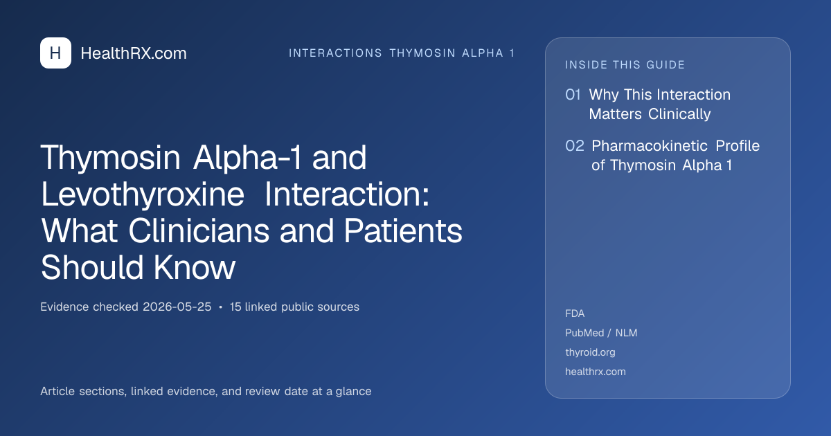 Evidence overview for interactions thymosin alpha 1: Thymosin Alpha-1 and Levothyroxine Interaction: What Clinicians and Patients Should Know