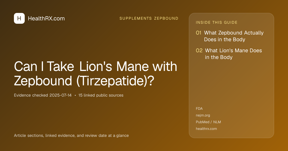 Evidence overview for Can I Take Lion's Mane with Zepbound (Tirzepatide)?