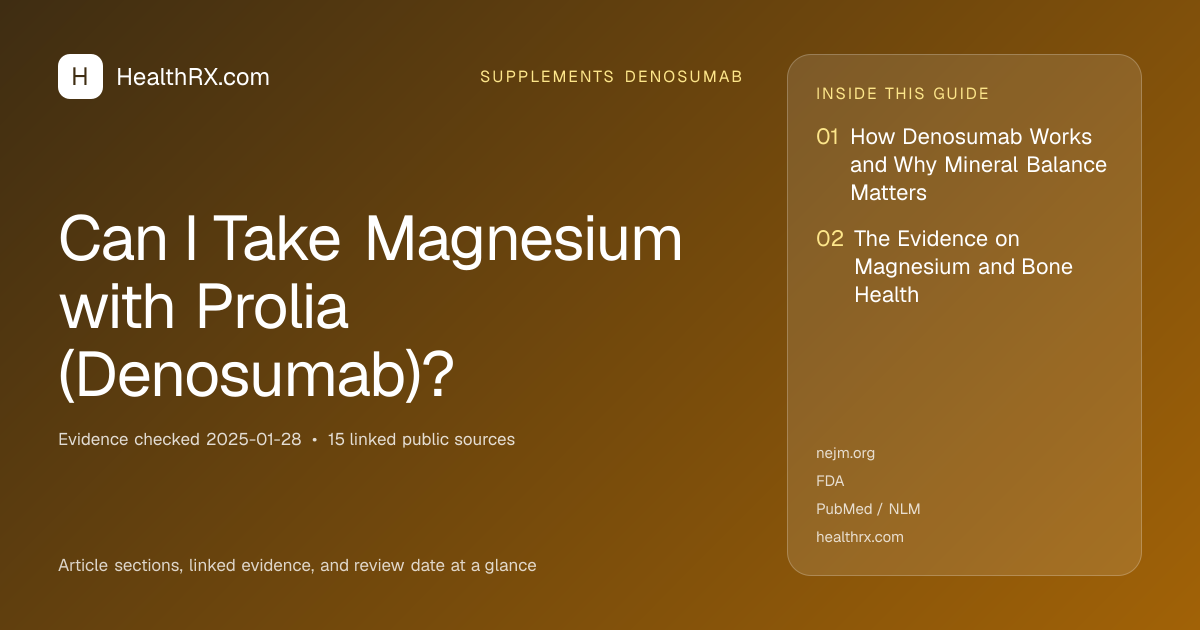 Evidence overview for supplements denosumab: Can I Take Magnesium with Prolia (Denosumab)?
