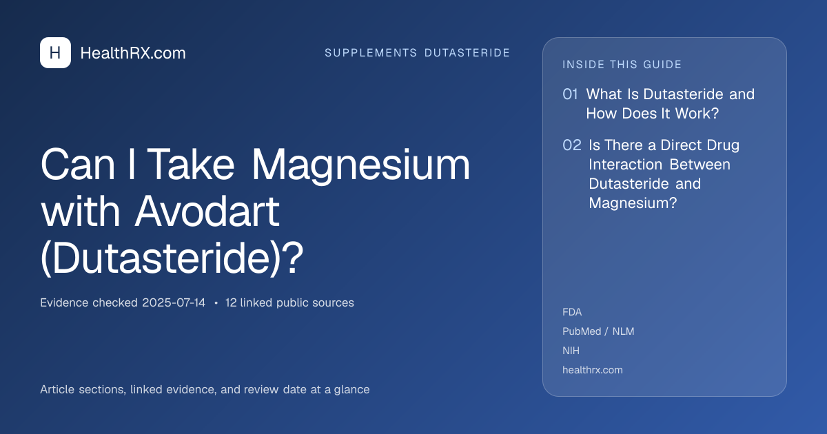 Evidence overview for supplements dutasteride: Can I Take Magnesium with Avodart (Dutasteride)?