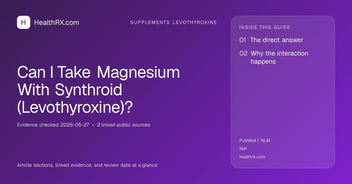 Evidence overview for supplements levothyroxine: Can I Take Magnesium With Synthroid (Levothyroxine)?