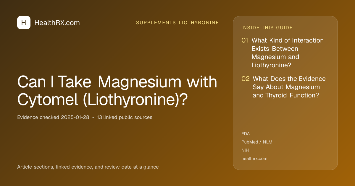 Evidence overview for supplements liothyronine: Can I Take Magnesium with Cytomel (Liothyronine)?