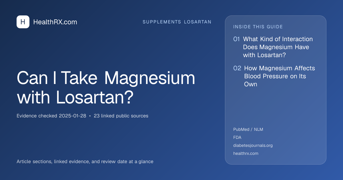 Evidence overview for supplements losartan: Can I Take Magnesium with Losartan?
