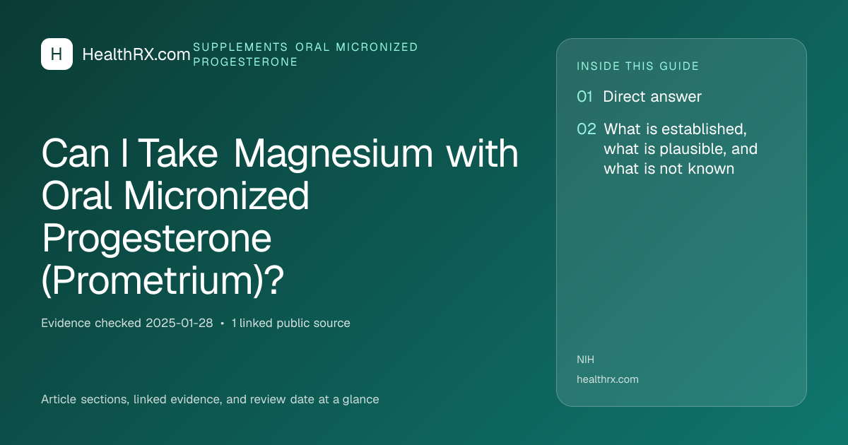 Evidence overview for Can I Take Magnesium with Oral Micronized Progesterone (Prometrium)?
