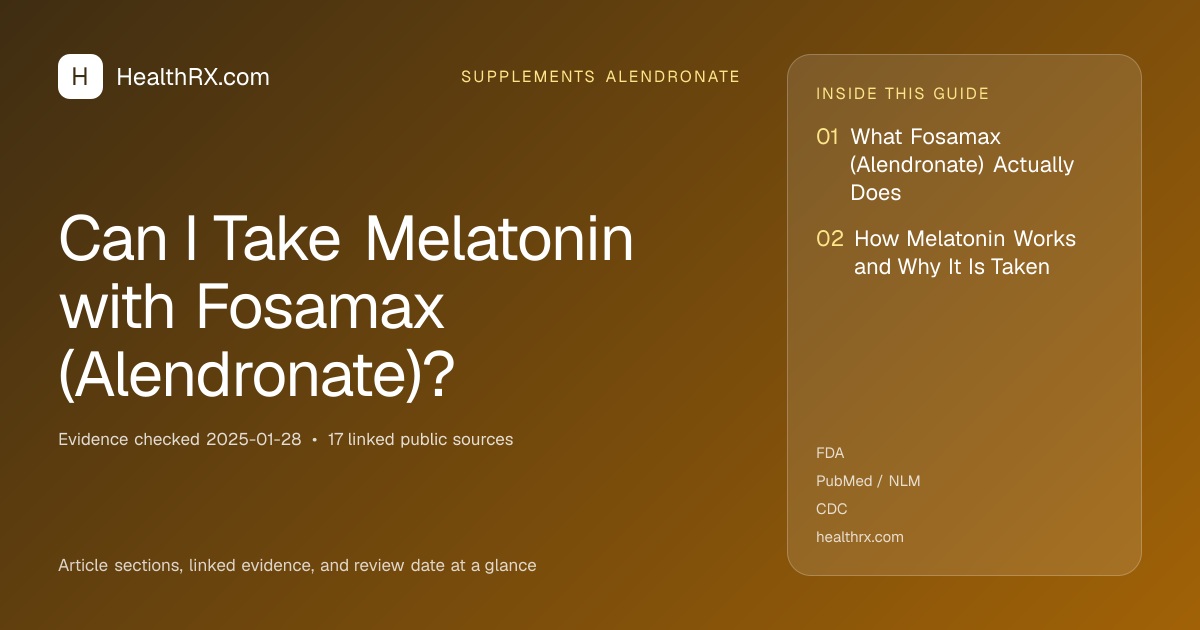 Evidence overview for supplements alendronate: Can I Take Melatonin with Fosamax (Alendronate)?