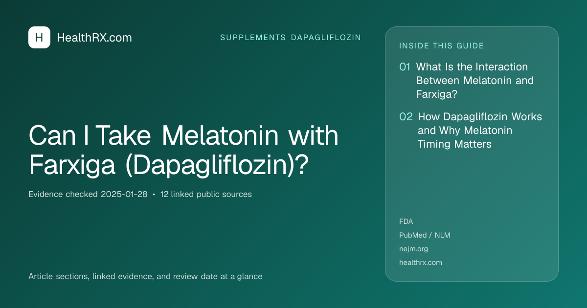Evidence overview for supplements dapagliflozin: Can I Take Melatonin with Farxiga (Dapagliflozin)?