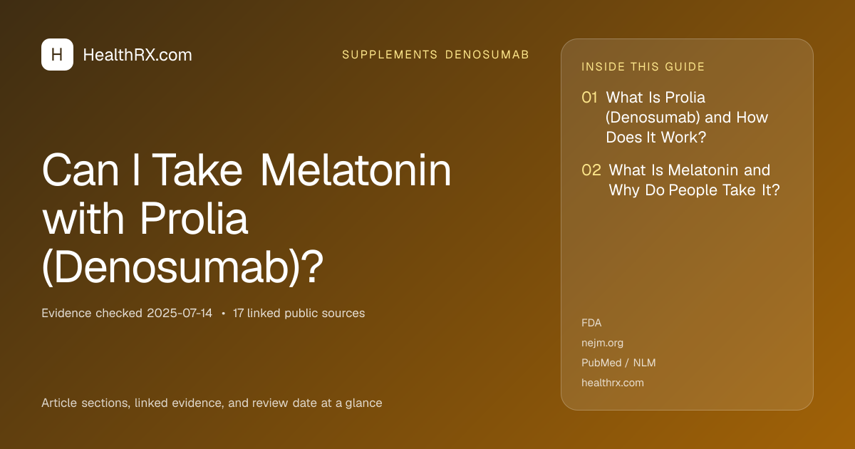 Evidence overview for supplements denosumab: Can I Take Melatonin with Prolia (Denosumab)?
