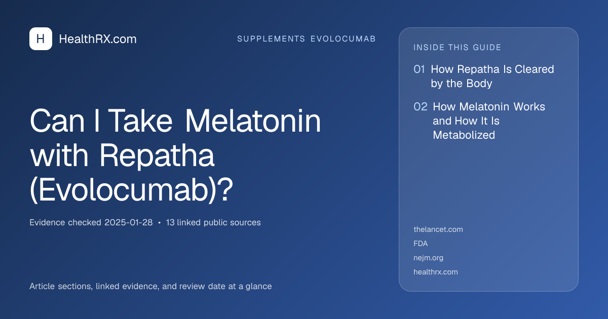 Evidence overview for supplements evolocumab: Can I Take Melatonin with Repatha (Evolocumab)?