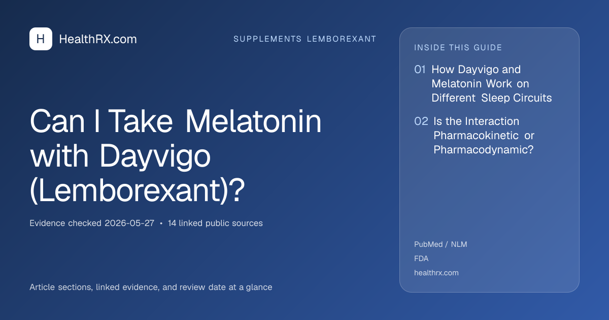Evidence overview for supplements lemborexant: Can I Take Melatonin with Dayvigo (Lemborexant)?