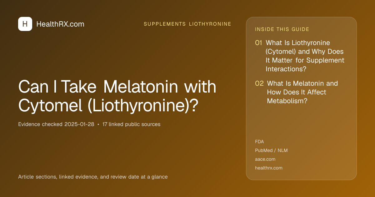 Evidence overview for supplements liothyronine: Can I Take Melatonin with Cytomel (Liothyronine)?