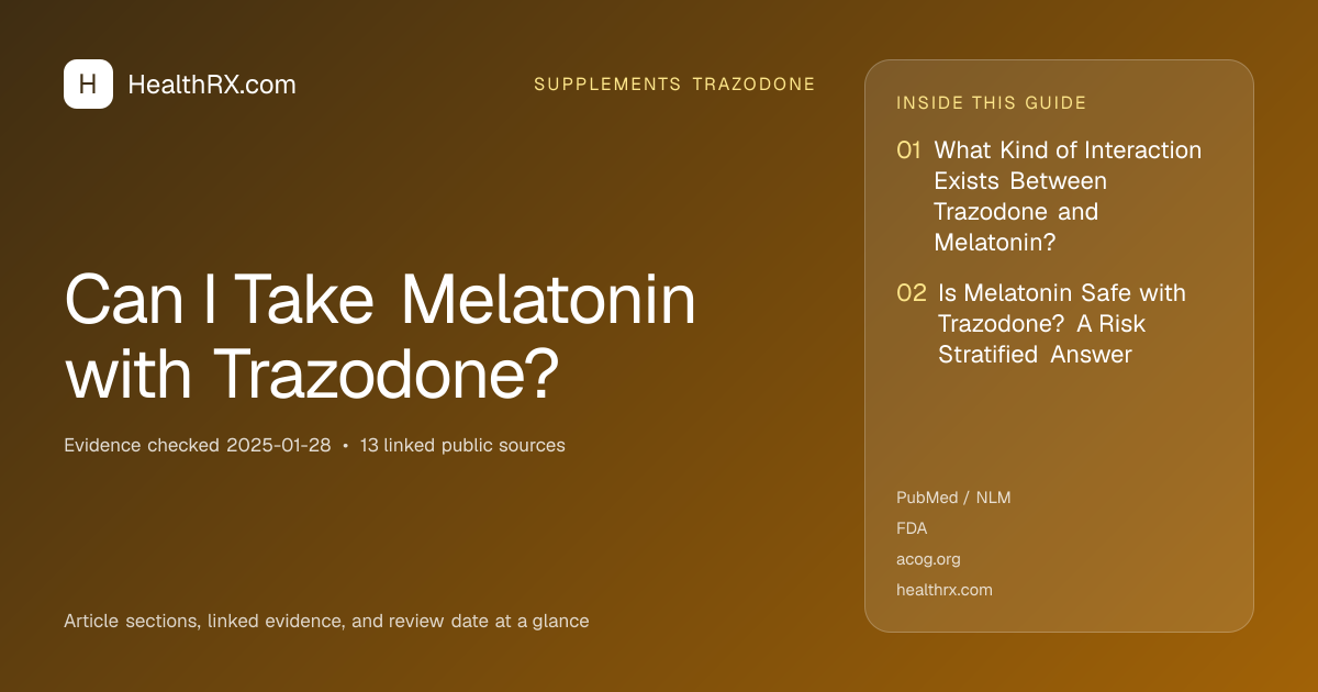 Evidence overview for supplements trazodone: Can I Take Melatonin with Trazodone?