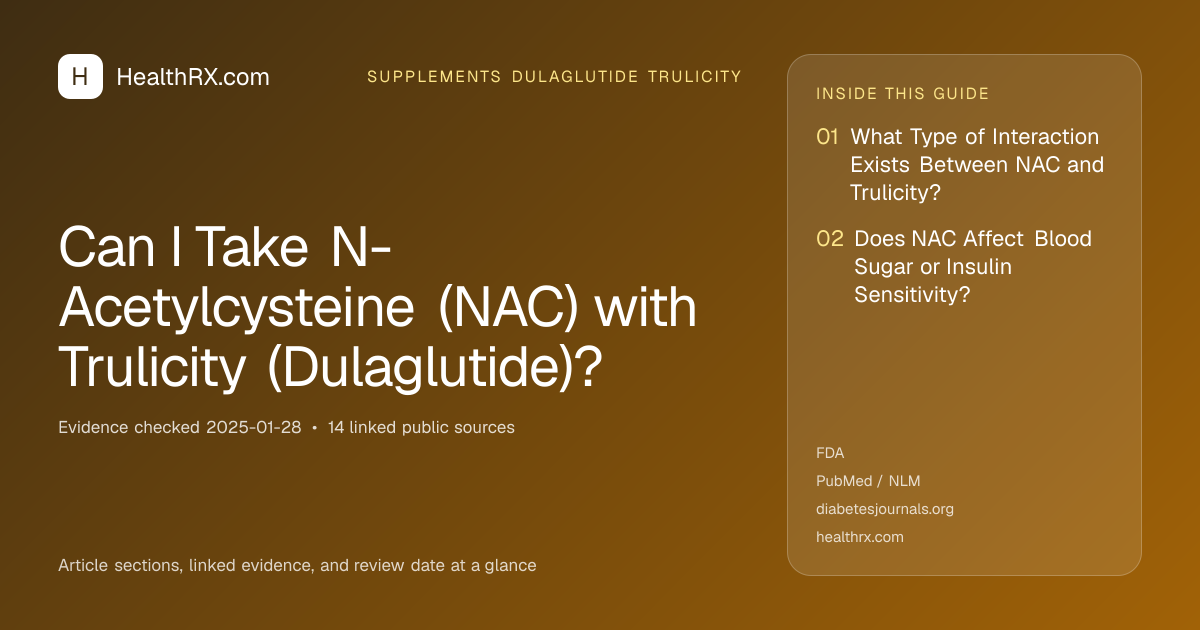 Evidence overview for Can I Take N-Acetylcysteine (NAC) with Trulicity (Dulaglutide)?