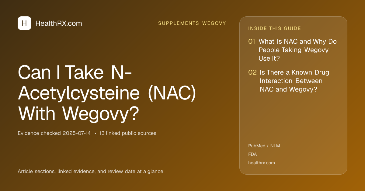 Evidence overview for Can I Take N-Acetylcysteine (NAC) With Wegovy?