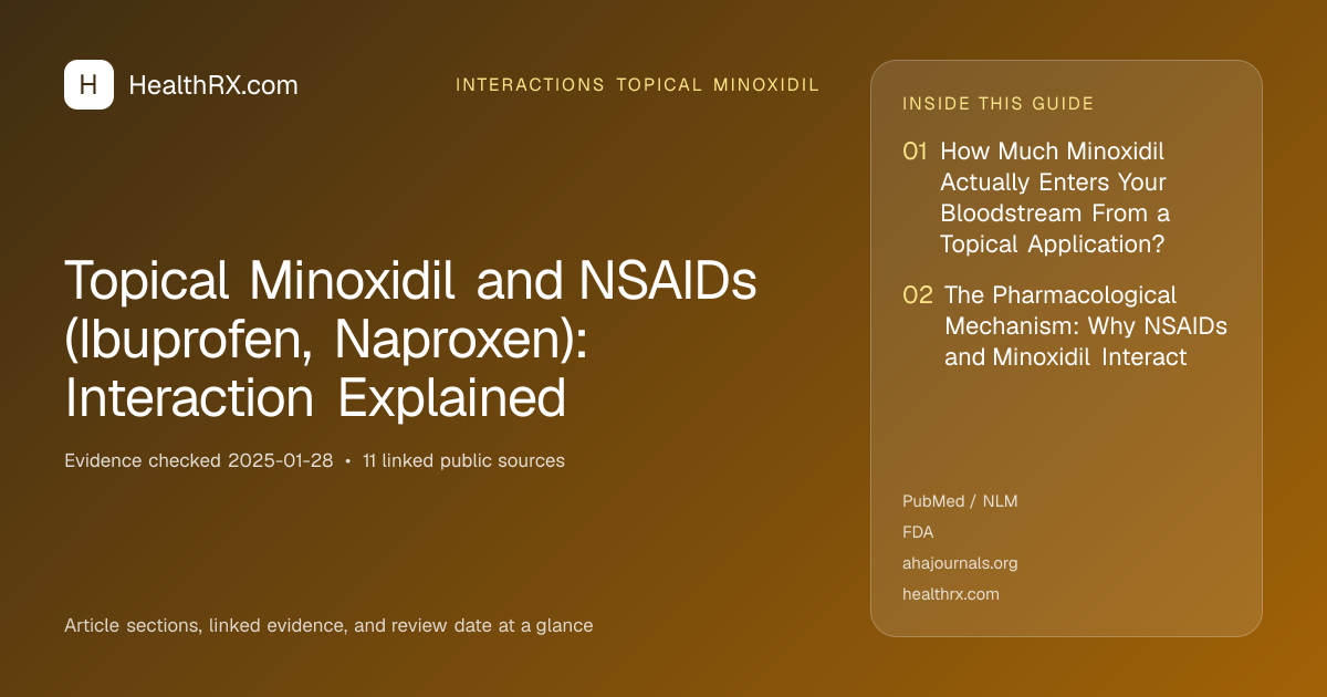 Evidence overview for interactions topical minoxidil: Topical Minoxidil and NSAIDs (Ibuprofen, Naproxen): Interaction Explained