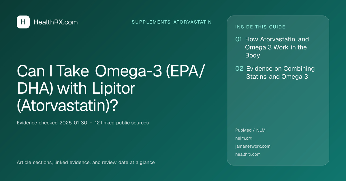 Evidence overview for supplements atorvastatin: Can I Take Omega-3 (EPA/DHA) with Lipitor (Atorvastatin)?