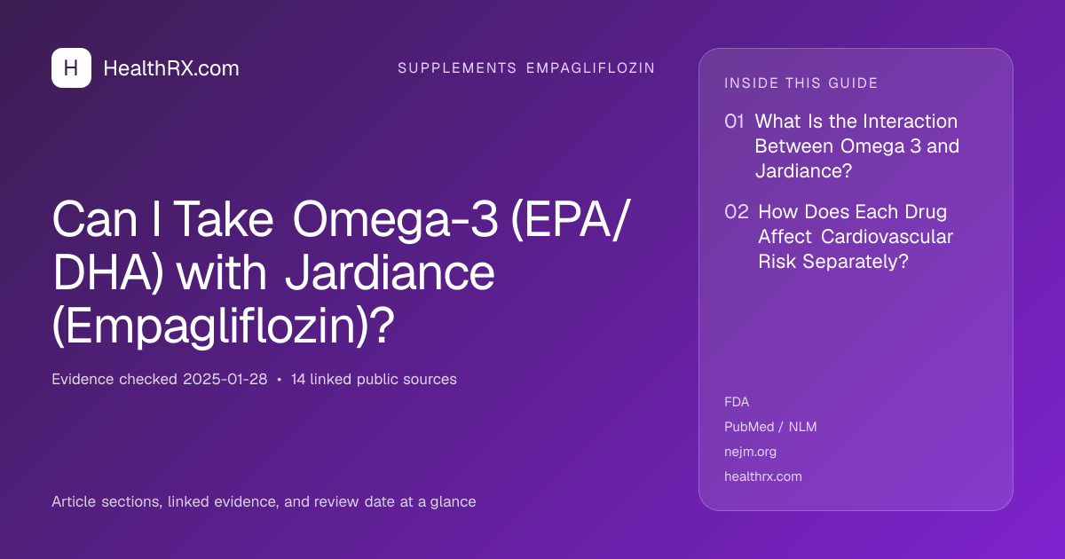 Evidence overview for supplements empagliflozin: Can I Take Omega-3 (EPA/DHA) with Jardiance (Empagliflozin)?