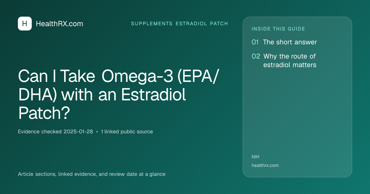 Evidence overview for Can I Take Omega-3 (EPA/DHA) with an Estradiol Patch?