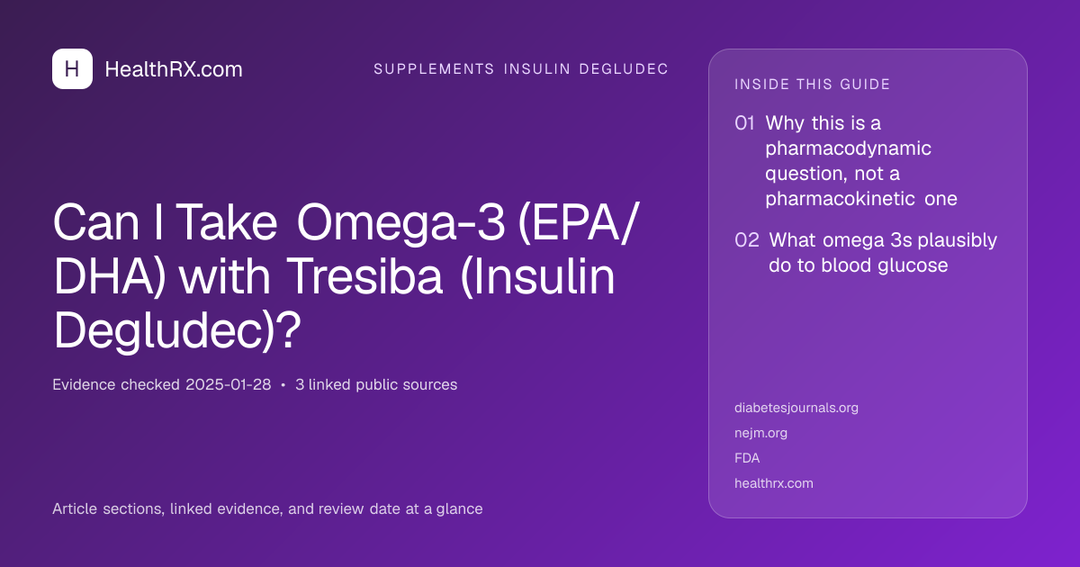 Evidence overview for supplements insulin degludec: Can I Take Omega-3 (EPA/DHA) with Tresiba (Insulin Degludec)?