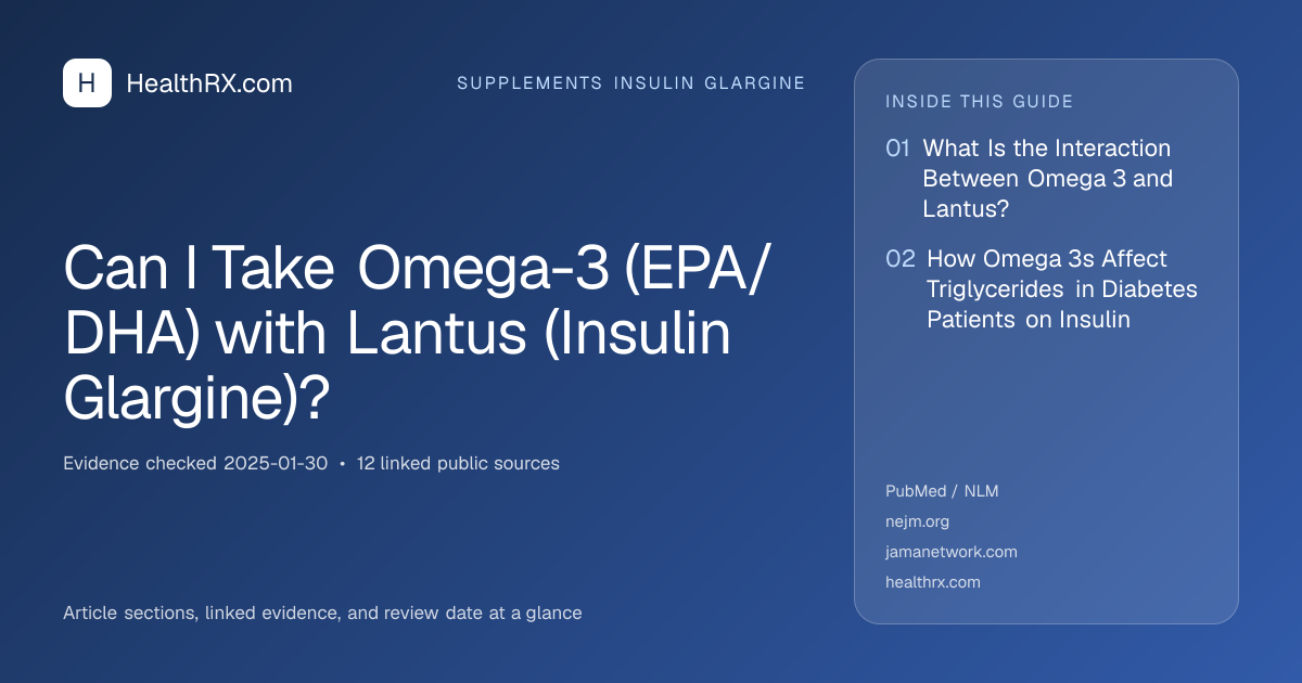 Evidence overview for supplements insulin glargine: Can I Take Omega-3 (EPA/DHA) with Lantus (Insulin Glargine)?