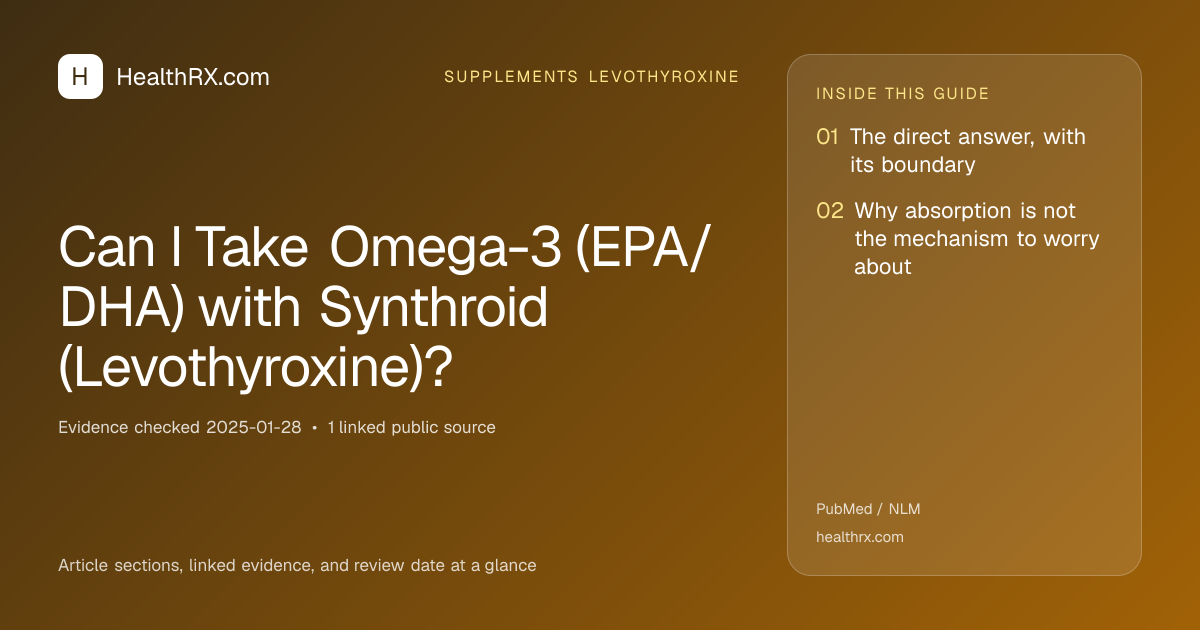Evidence overview for supplements levothyroxine: Can I Take Omega-3 (EPA/DHA) with Synthroid (Levothyroxine)?