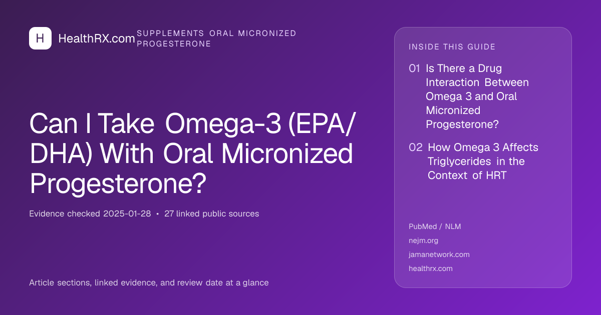 Evidence overview for Can I Take Omega-3 (EPA/DHA) With Oral Micronized Progesterone?