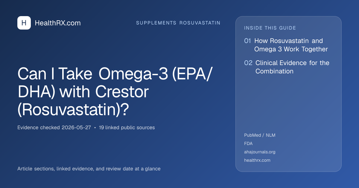 Evidence overview for supplements rosuvastatin: Can I Take Omega-3 (EPA/DHA) with Crestor (Rosuvastatin)?