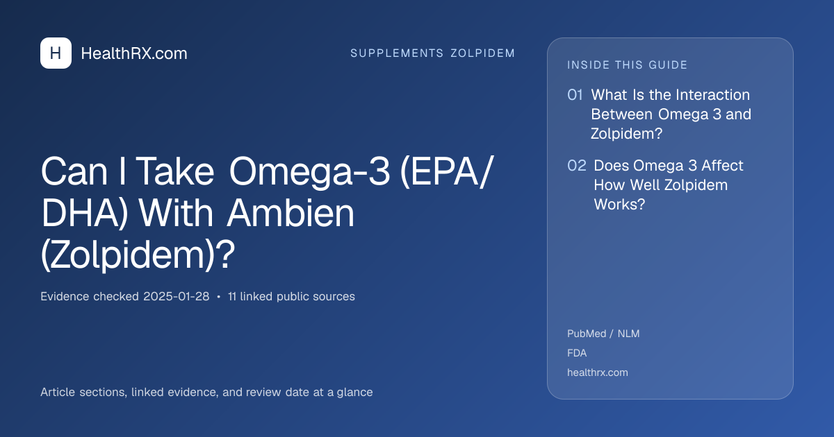 Evidence overview for supplements zolpidem: Can I Take Omega-3 (EPA/DHA) With Ambien (Zolpidem)?