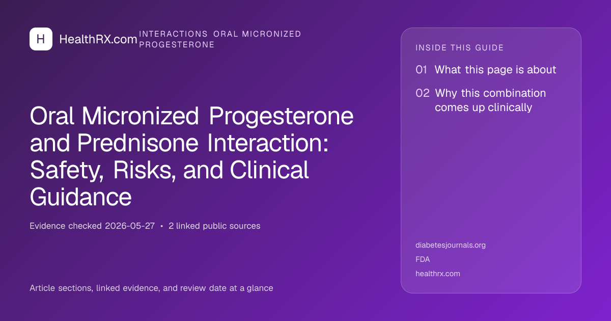 Evidence overview for Oral Micronized Progesterone and Prednisone Interaction: Safety, Risks, and Clinical Guidance