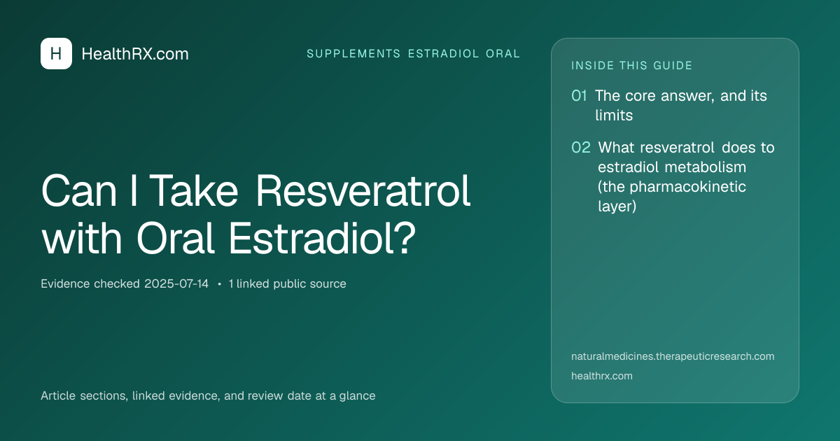 Evidence overview for Can I Take Resveratrol with Oral Estradiol?
