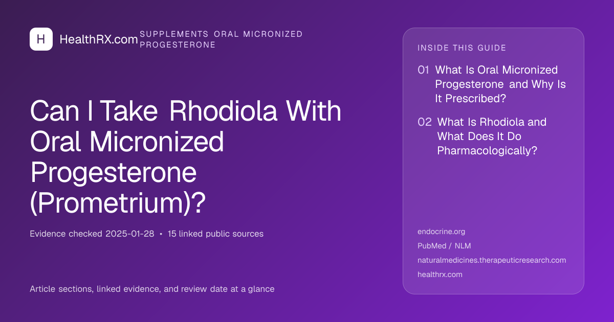 Evidence overview for Can I Take Rhodiola With Oral Micronized Progesterone (Prometrium)?