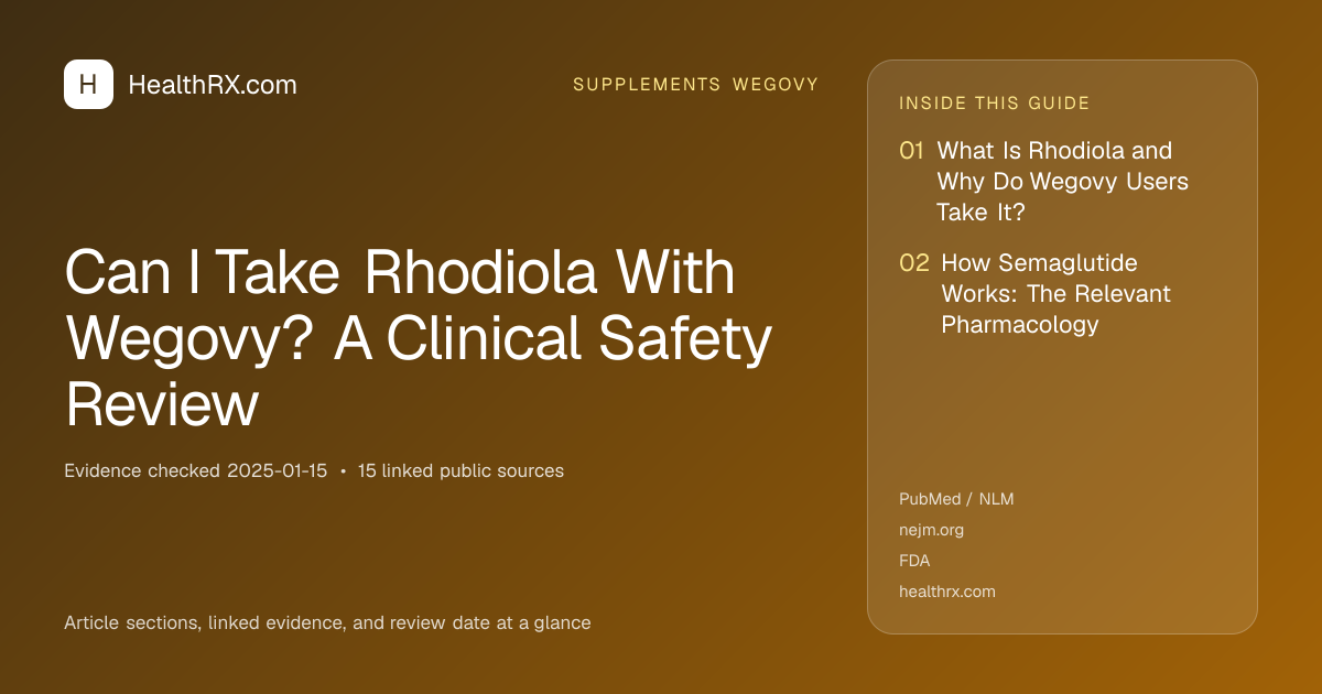 Evidence overview for Can I Take Rhodiola With Wegovy? A Clinical Safety Review