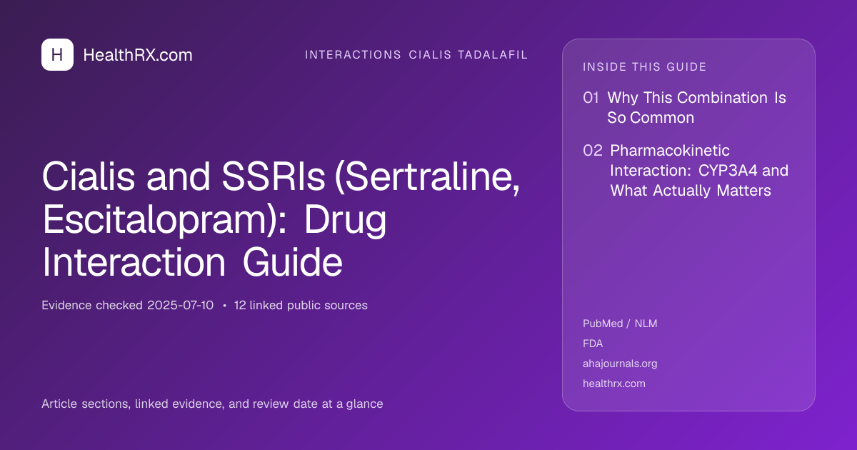 Evidence overview for interactions cialis tadalafil: Cialis and SSRIs (Sertraline, Escitalopram): Drug Interaction Guide