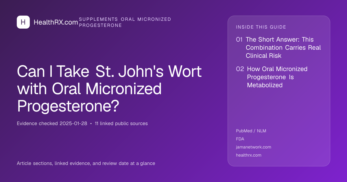 Evidence overview for Can I Take St. John's Wort with Oral Micronized Progesterone?