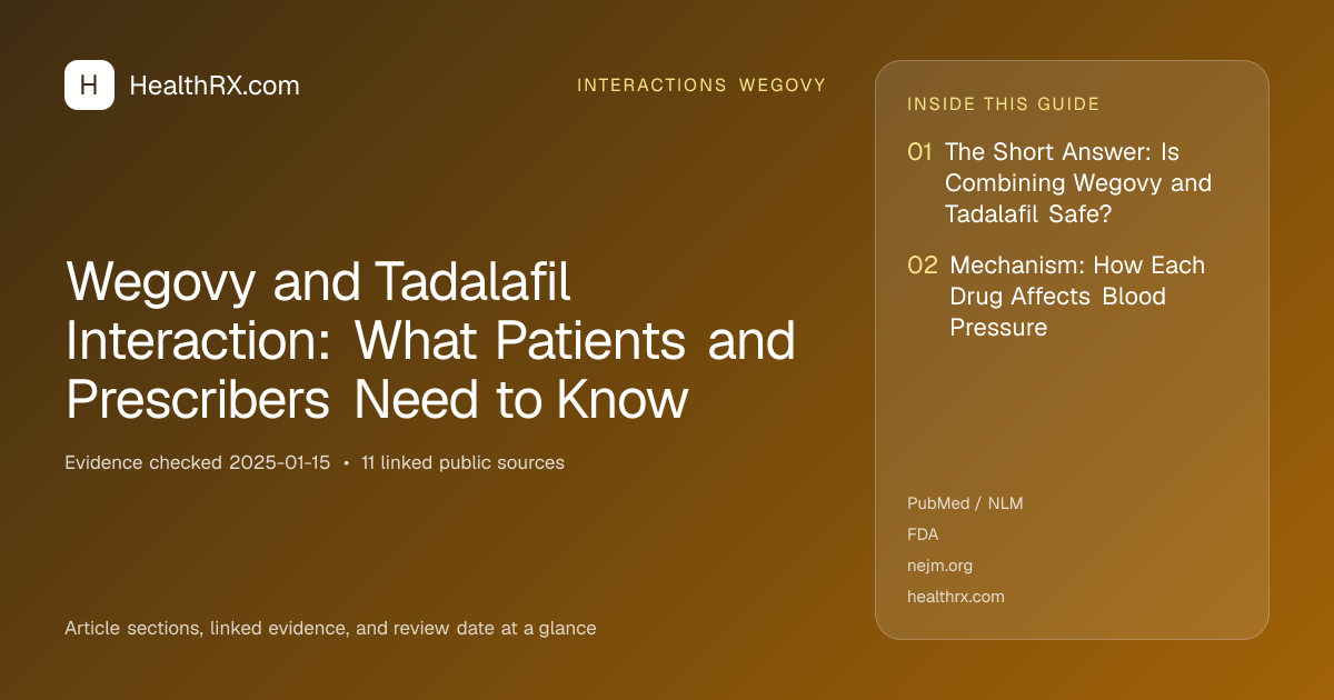 Evidence overview for Wegovy and Tadalafil Interaction: What Patients and Prescribers Need to Know