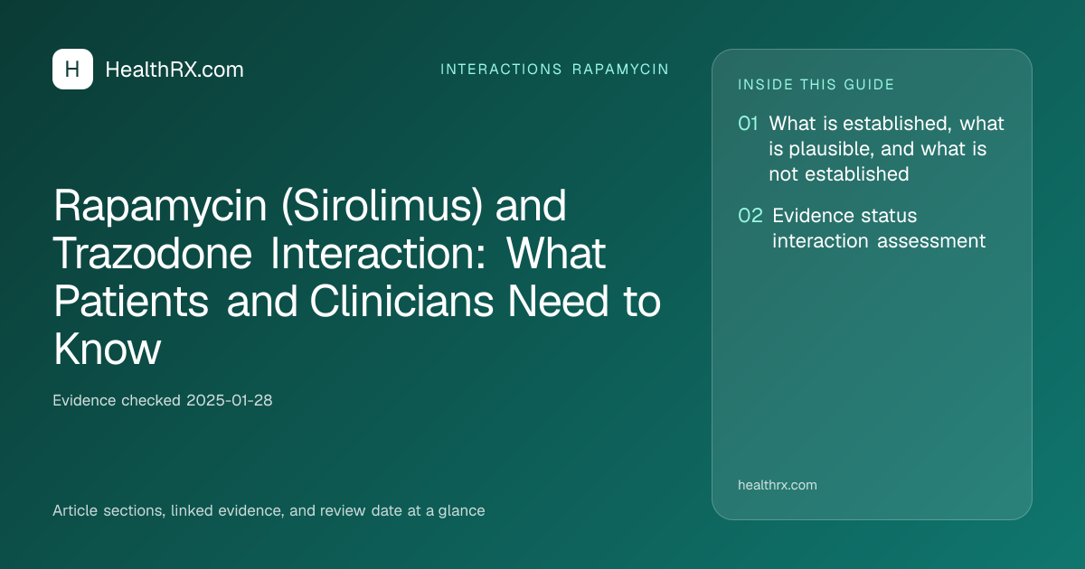 Evidence overview for interactions rapamycin: Rapamycin (Sirolimus) and Trazodone Interaction: What Patients and Clinicians Need to Know