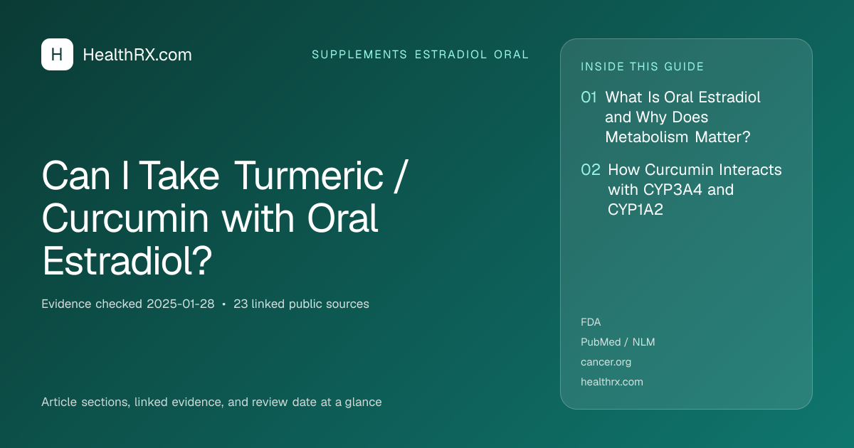 Evidence overview for Can I Take Turmeric / Curcumin with Oral Estradiol?