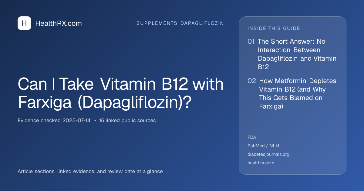 Evidence overview for supplements dapagliflozin: Can I Take Vitamin B12 with Farxiga (Dapagliflozin)?